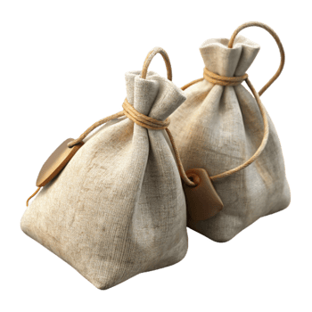 elegant vintage Reusable Tea Bags Cotton Drawstring Cutout detailed png