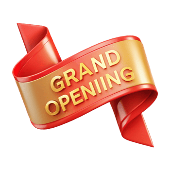 wonderful traditional Ribbon Banner Grand Opening Red and Gold Transparent Background high quality png