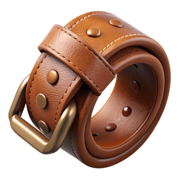dramatic modern Rich Brown Leather Belt Stitching Detail Isolated detailed png