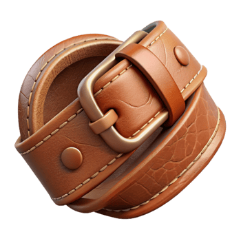 serene traditional Rich Brown Leather Belt Stitching Detail Isolated detailed png