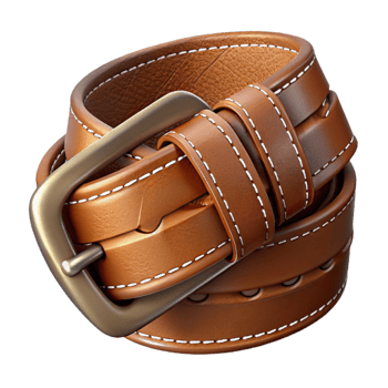 stunning artistic Rich Brown Leather Belt Stitching Detail Isolated high resolution png