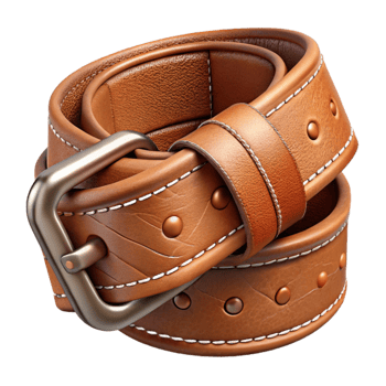 wonderful creative Rich Brown Leather Belt Stitching Detail Isolated premium png