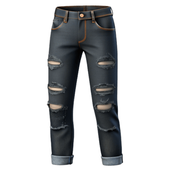 stunning traditional Ripped Jeans Black Distressed Cutout Transparent Background premium png