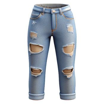 magnificent vintage Ripped Jeans Light Wash Front View Cutout premium png