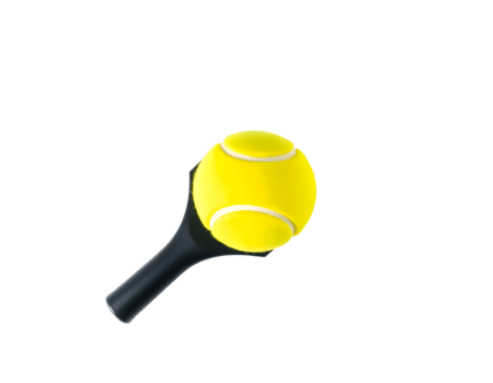 Tennis ball on racket isolated on transparent background png