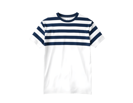 Blue and white striped t-shirt isolated on transparent background png