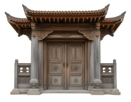 Chinese temple door isolated on a white background png