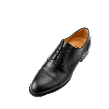 Realistic black leather mens shoes isolated on transparent background png
