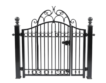 Black metal gate isolated on a transparent background png