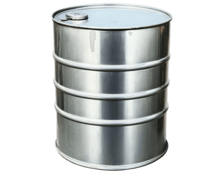 silver industrial oil drum isolated on transparent background - generated by ai png