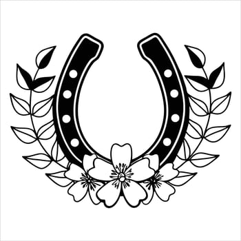 Horse Racing Artwork Featuring Horseshoe Designs vector