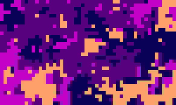 Abstract pixel art background. Vibrant purple, pink, and orange hues create a dynamic, energetic texture. Ideal for digital design, websites, presentations, and more. vector