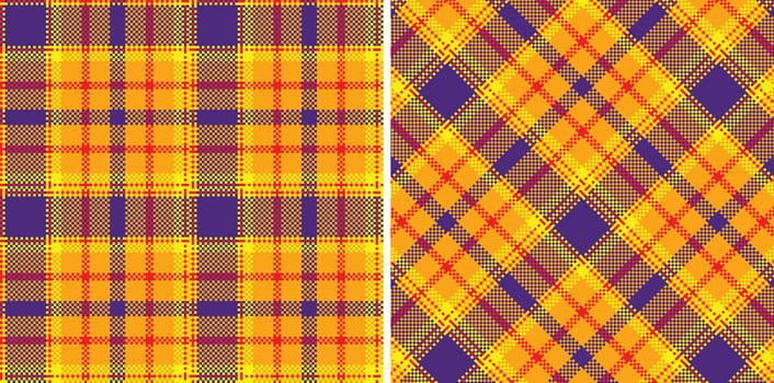 Soft Fire Engine Red Seamless Madras Plaid with Bright Yellow accents Textile Design vector