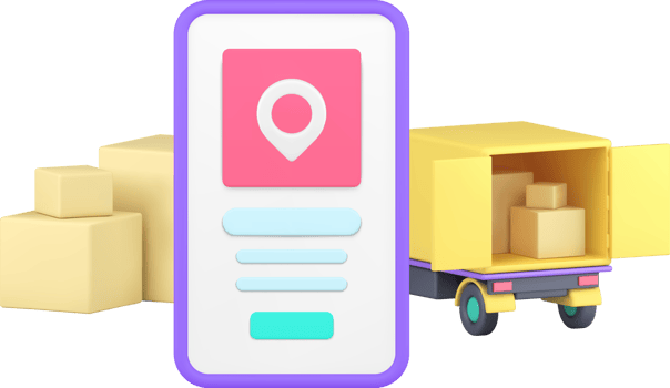 Delivery courier service smartphone tracking application 3d icon png
