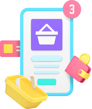 Online shopping supermarket marketplace smartphone application 3d icon png