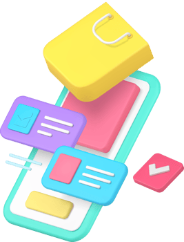 Online shopping marketplace smartphone application 3d icon png