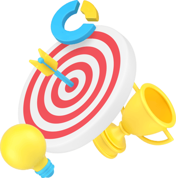 Achievement goal target success win business analyzing darts game 3d icon png