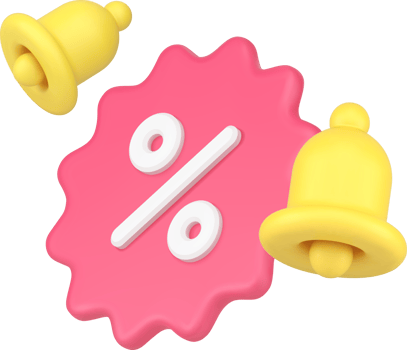 Shopping sale discount announcement ring bell reminder notification 3d icon png