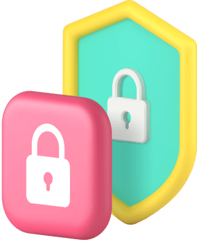 Shield with lock data protection privacy security safety identification 3d icon png