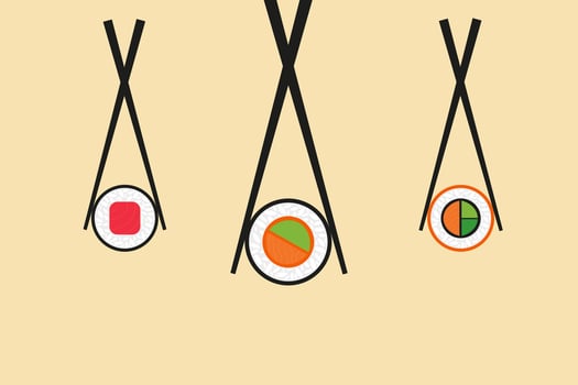 Sushi background. Sticks and rolls. vector