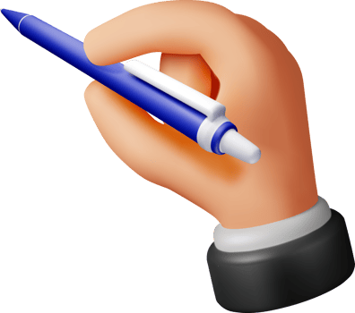 3D blue detailed classic ballpoint pen in hand png