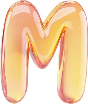 The letter m is made of a glassy material png