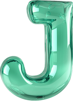 A glass letter j is shown in a green color png