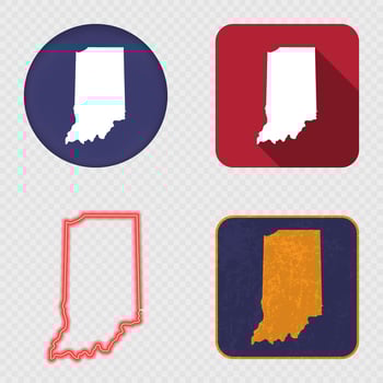 Indiana State Map Icons Collection vector