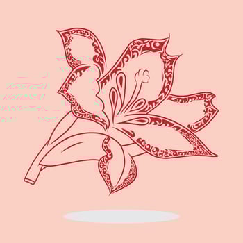 Elegant Red Floral Design on Soft Pink Background with Intricate Patterns vector