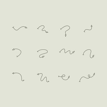 Handdrawn curved arrow icons in a minimalist style vector
