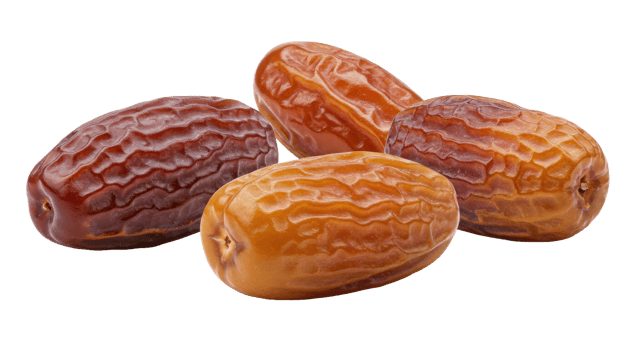 Stack of rich amber dates ideal for ramadan celebrations on transparent backdrop png