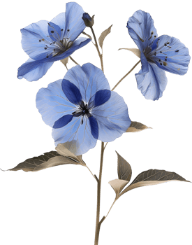 Gentle blue realistic flower for scrapbook collage png