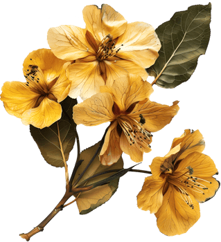 Yellow Cut out realistic flower for scrapbook collage. Floral sticker png
