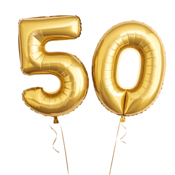 Golden 50 Number Balloons for Celebration png