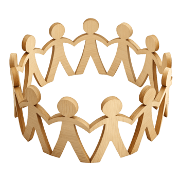 Wooden Figures Holding Hands in a Circle png