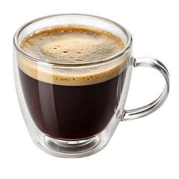 Rich Espresso in a Clear Glass Cup for Coffee Lovers png
