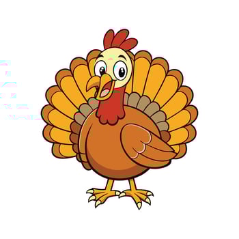 Happy Thanksgiving Turkey with Colorful Feathers and Cute Face vector