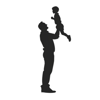 Happy Father and Kid Silhouette on Transparent Background png