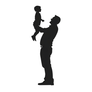 Dad Holding Child Up Silhouette on Transparent Background png