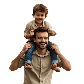 Dad with Happy Child on Transparent Background png