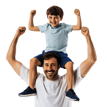 Father Carrying Son on Shoulders on Transparent Background png
