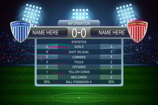 Soccer football stadium and scoreboard background. Illustration vector