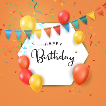 Happy Birthday celebration with decorative design. Colorful balloons and ribbon. Illustration vector