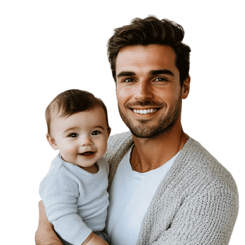 Loving Dad and Baby in Realistic Style on Transparent Background png