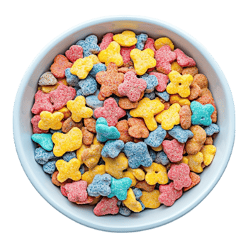 Colorful Sweet Cereal Breakfast Bowl Fun Shapes Kids Food eat red diet meal cute star blue pink png
