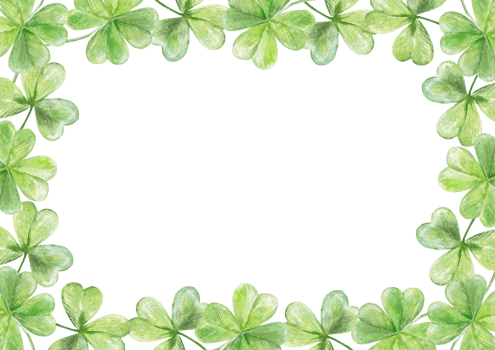 Green clover leaf frame, rectangular. Hand drawn watercolor illustration. For St. Patricks Day cards, invitations, banners, posters. png