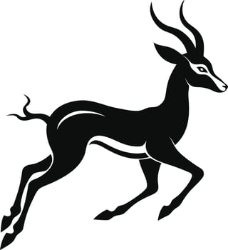 A black and white image of a running deer vector