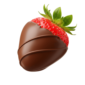 Fresh strawberries dipped in rich chocolate creating a delicious and appealing dessert. png