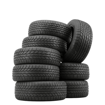 Stacked tires showcasing variety and options for vehicle performance. png