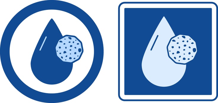 Blue Labels Water and Dust Resistant. Icons. Material or Clothes That Do Not Absorb Moisture and Dust Resistant. Product Packaging Design, Sticker vector